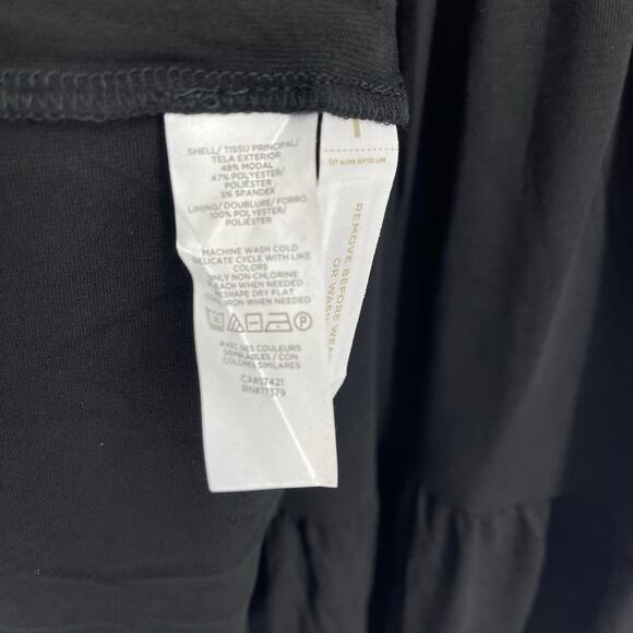 Ann Taylor Ruffle Boho Dress Black Small NWT Stretch Flowy - Picture 6 of 8